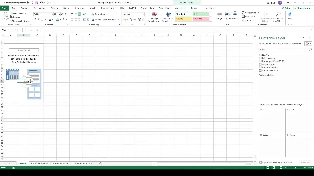 Membuat dasar data yang optimal untuk tabel pivot