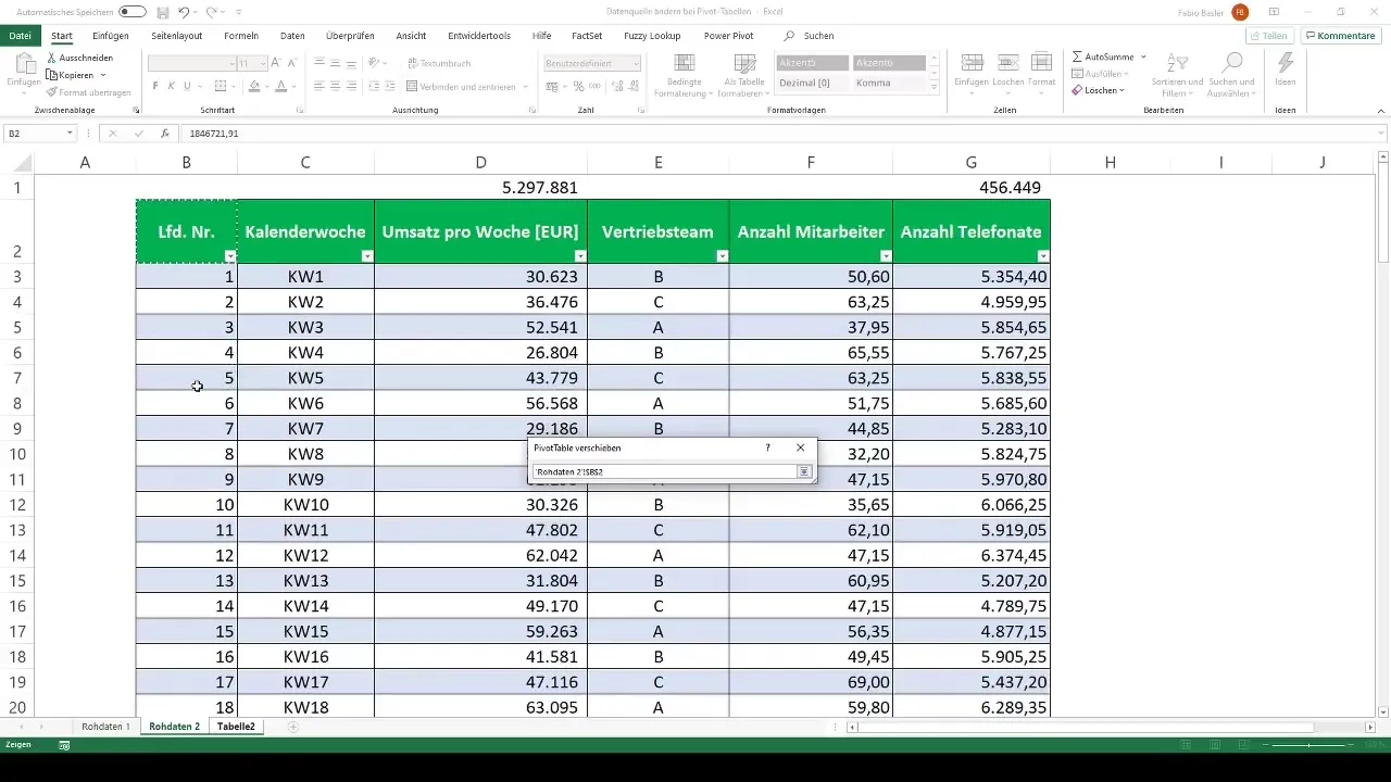 Alterar eficazmente a fonte de dados para tabelas dinâmicas no Excel