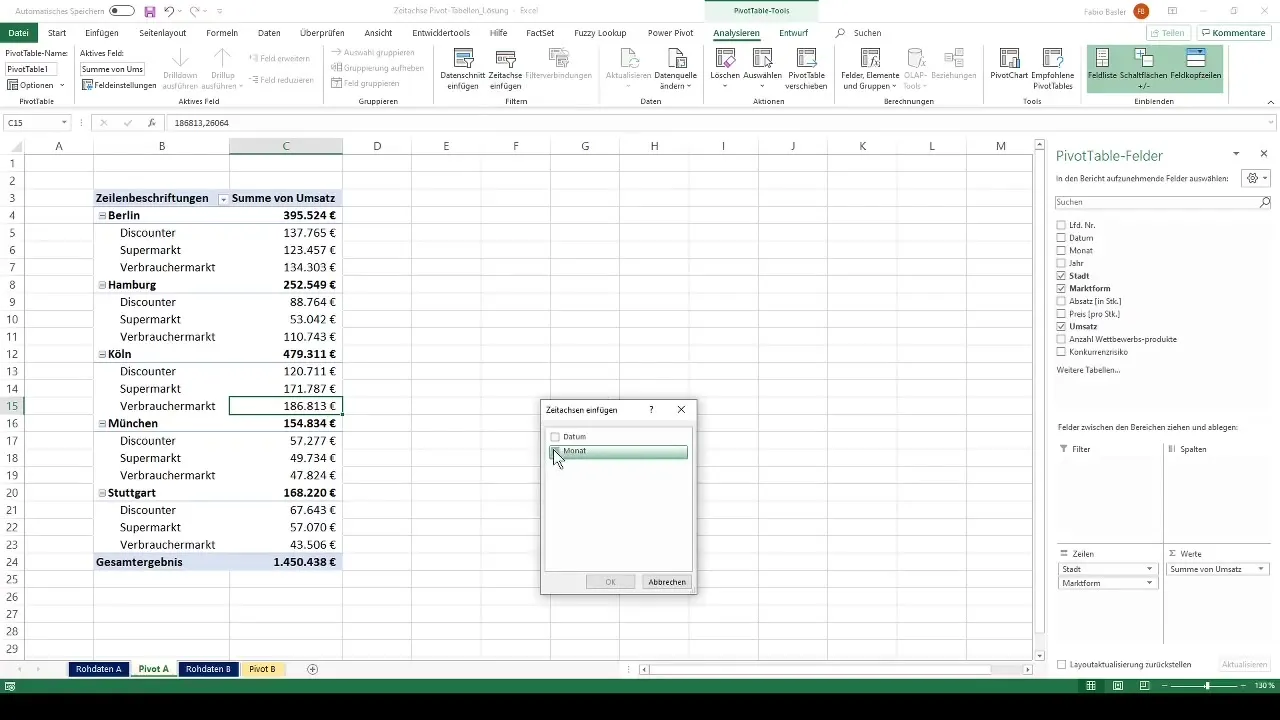 Integrer og analysere tidslinje i pivot-tabeller