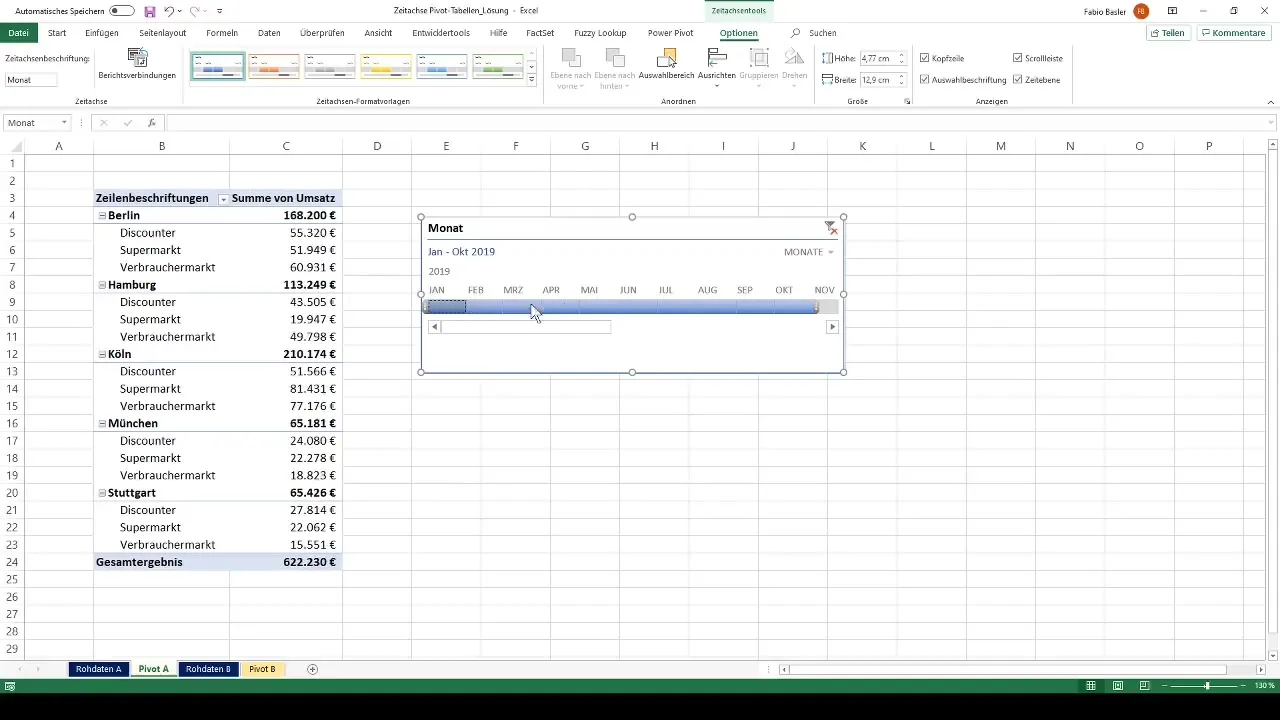 Integrer og analysere tidslinjen i pivottabeller