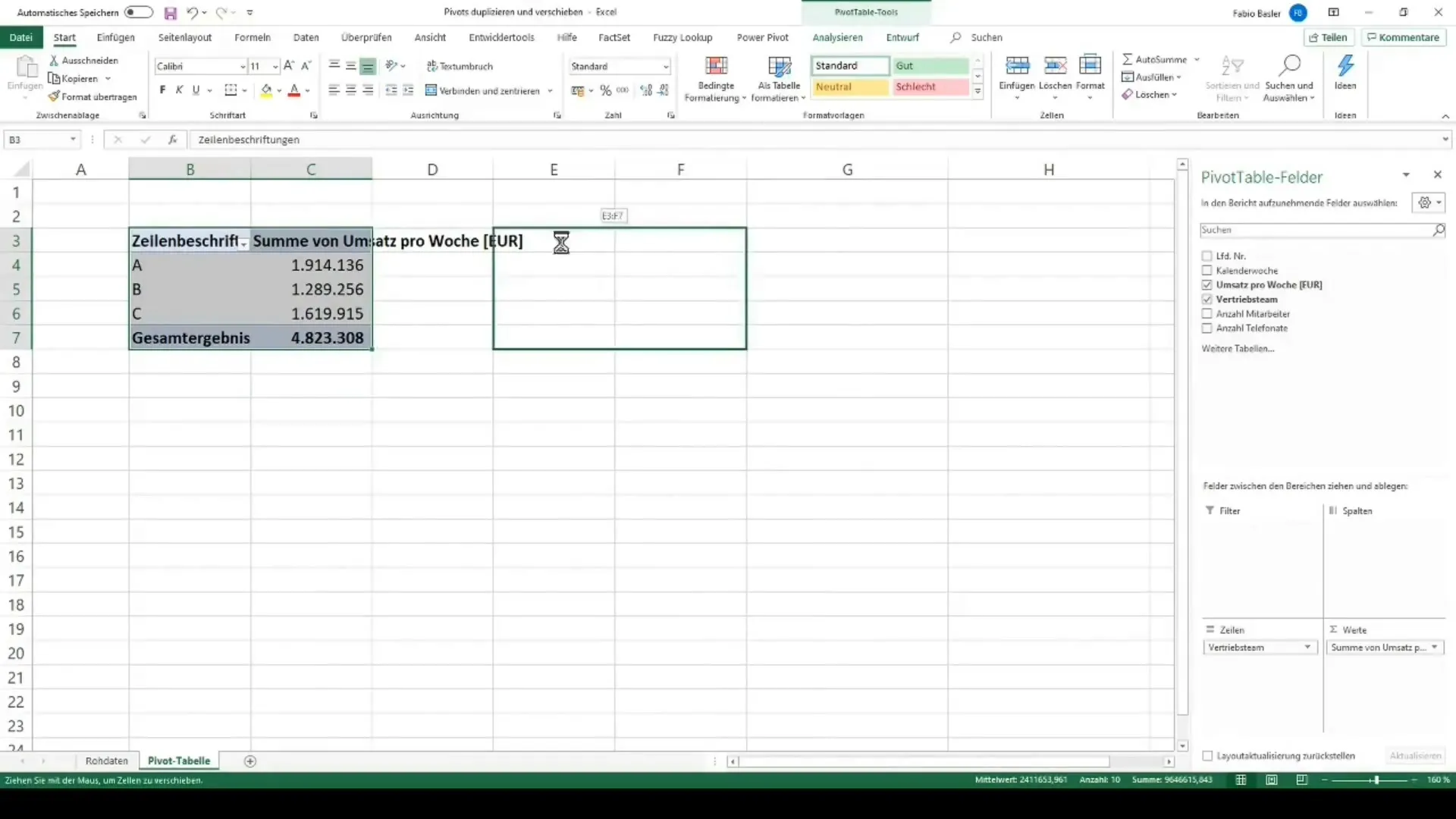 Bruk pivottabeller effektivt i Excel