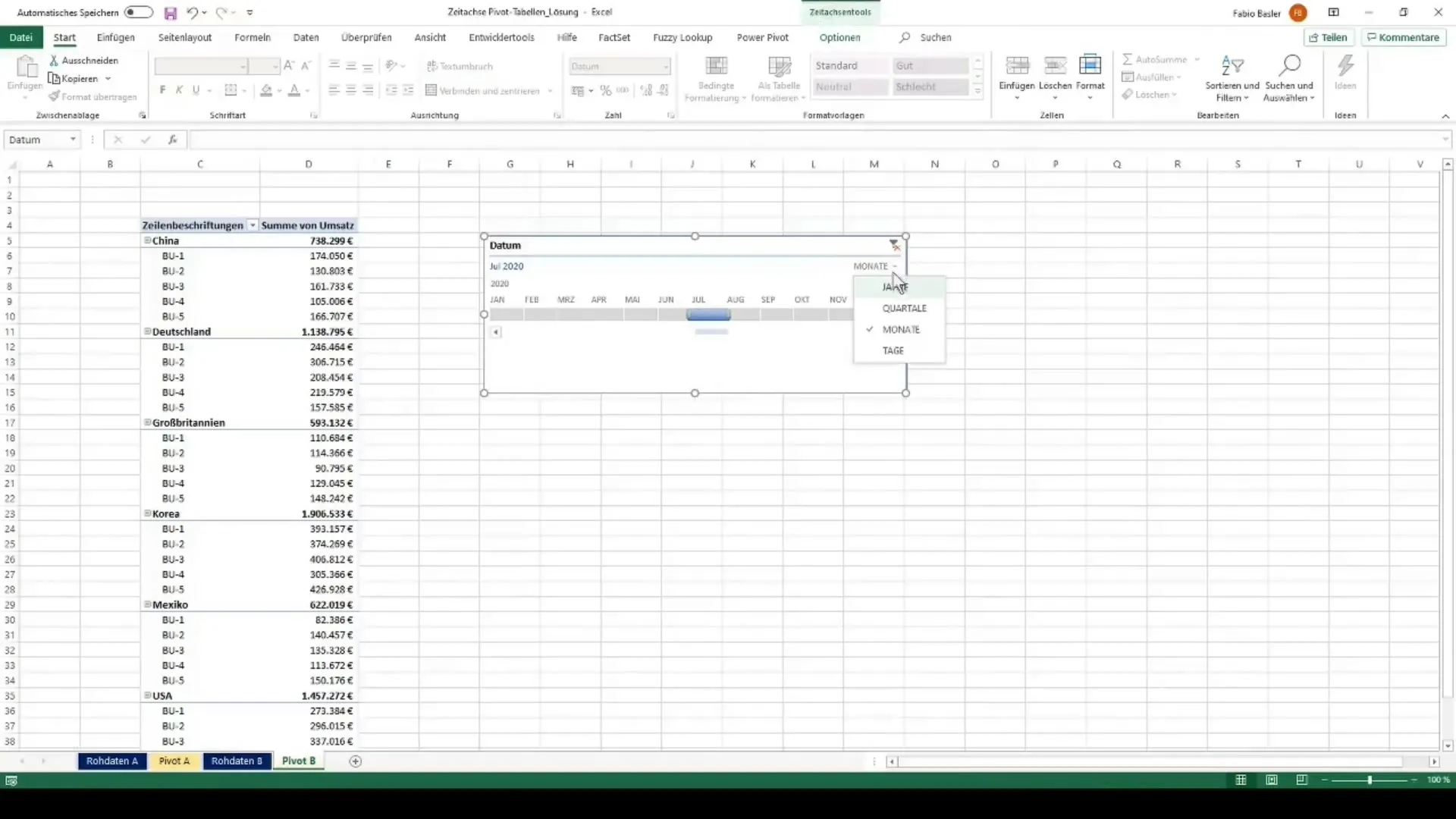 Bruk pivottabeller effektivt i Excel