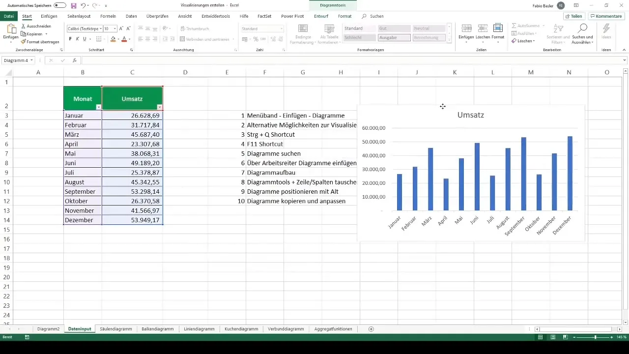 Membuat diagram sukses di Excel