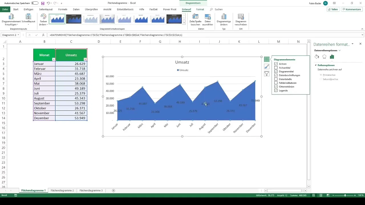 Membuat diagram area di Excel dengan mudah