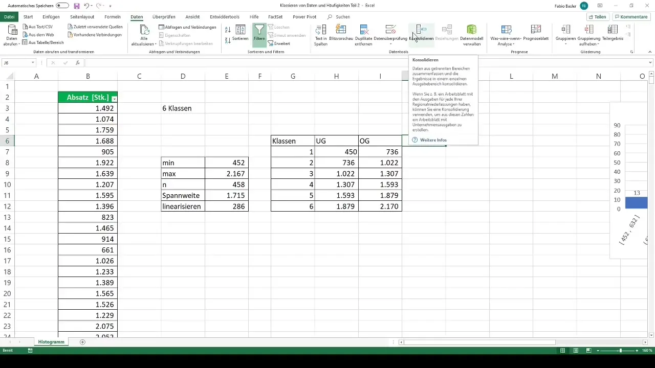 Membuat dan menganalisis histogram di Excel