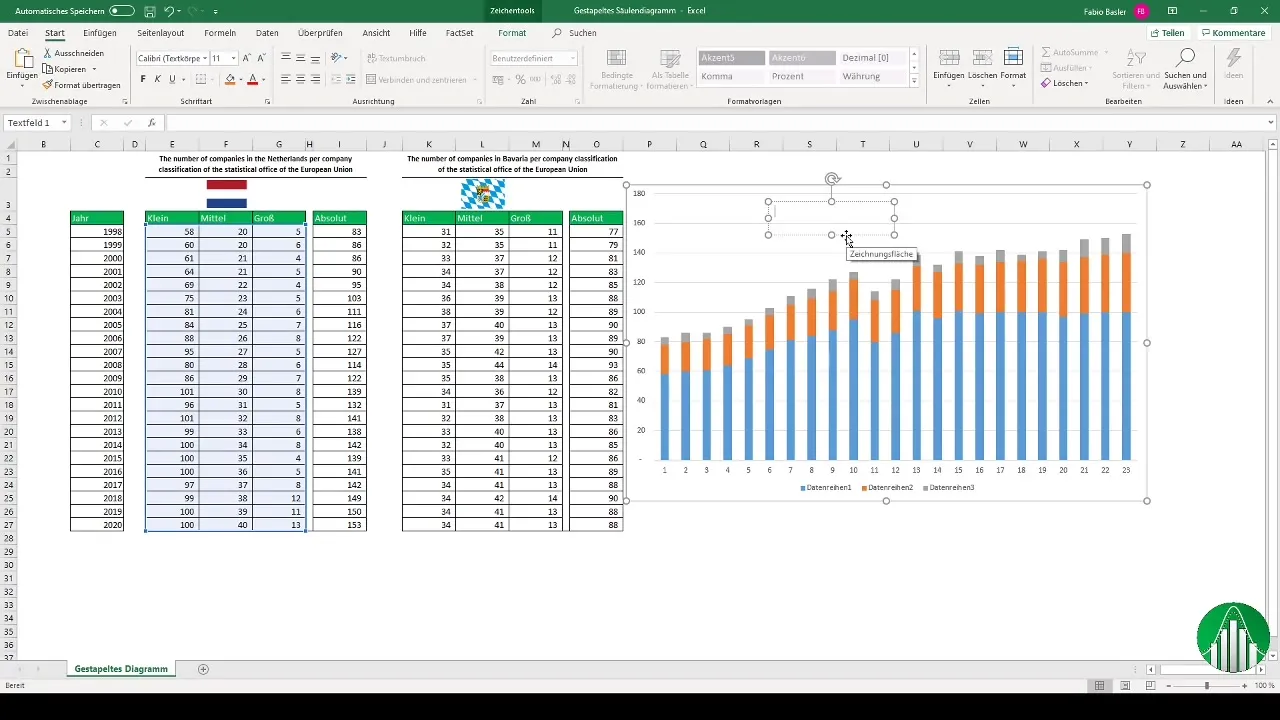 Membuat diagram batang bertumpuk di Excel