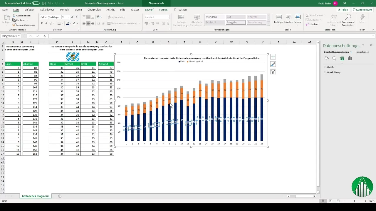 Stacked joslu diagrammu izveide programmā Excel