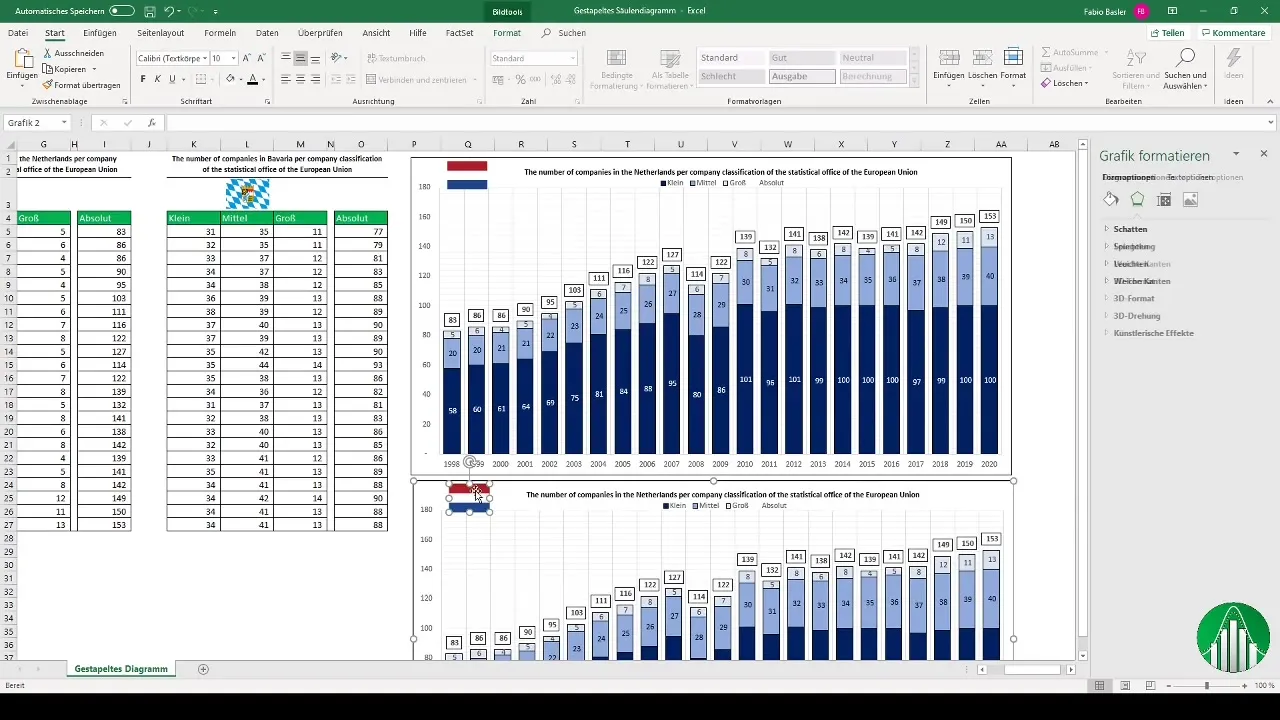 Ustvari zložene stolpčne grafikone v programu Excel