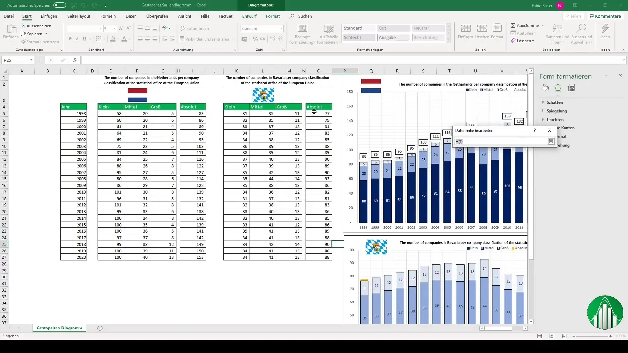 Membuat diagram batang bertumpuk di Excel