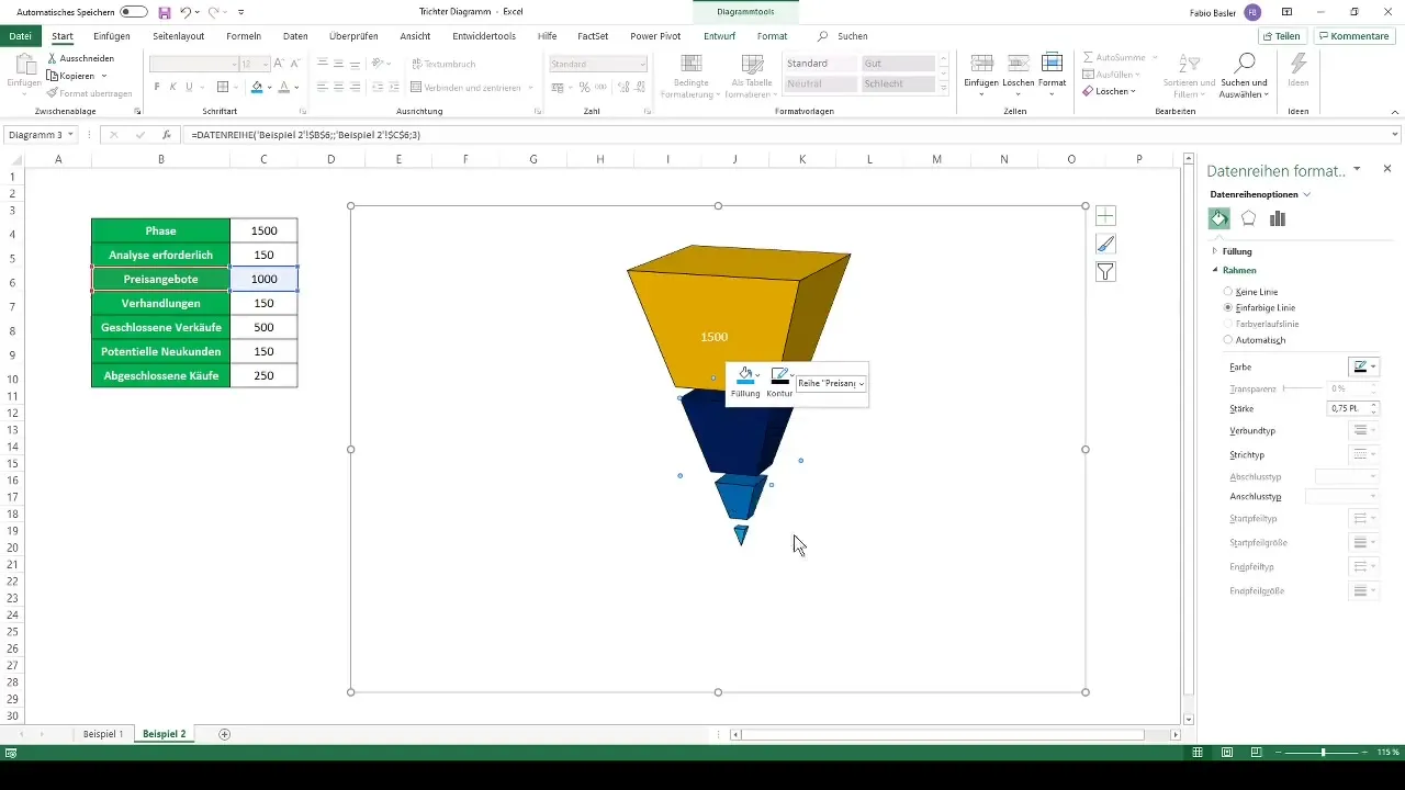 Criar um gráfico de funil no Excel: Instruções passo-a-passo