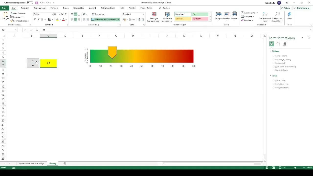 Membuat tampilan status dinamis di Excel