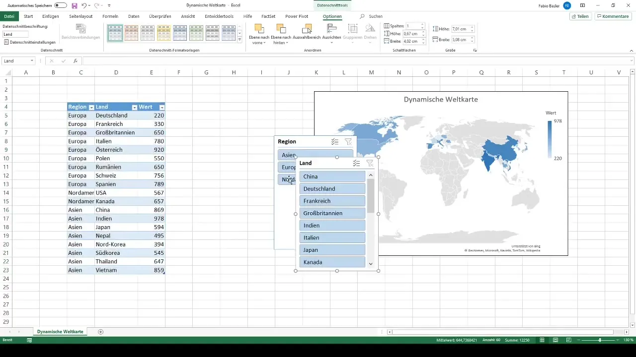 Crear un mapa mundial dinámico en Excel