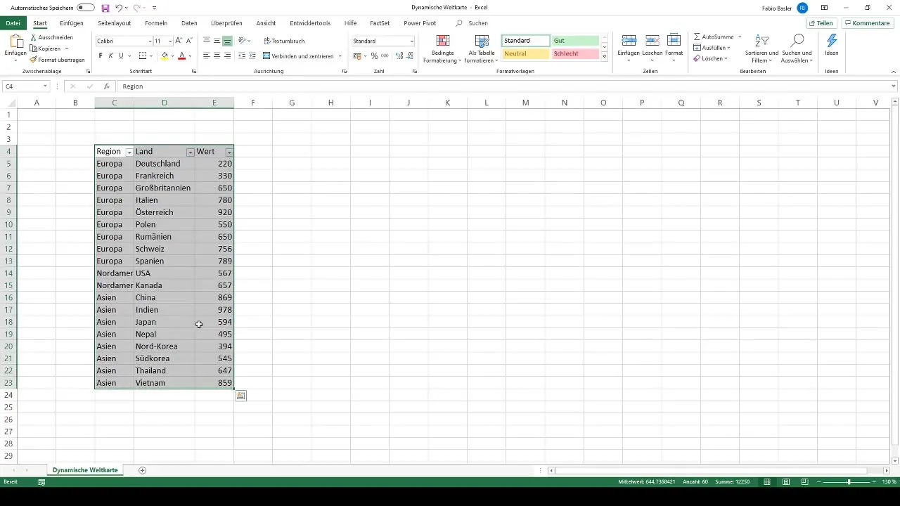 Crear un mapa del mundo dinámico en Excel