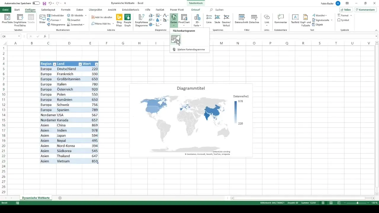 Створити динамічну карту світу в Excel