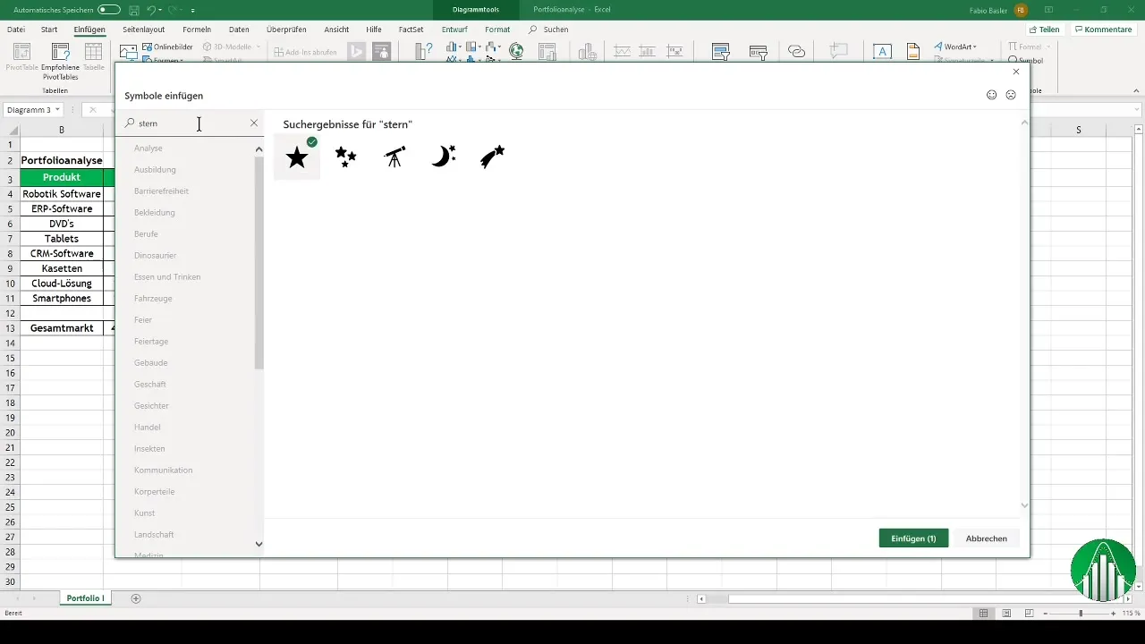 Diagram batang di Excel untuk matriks BCG