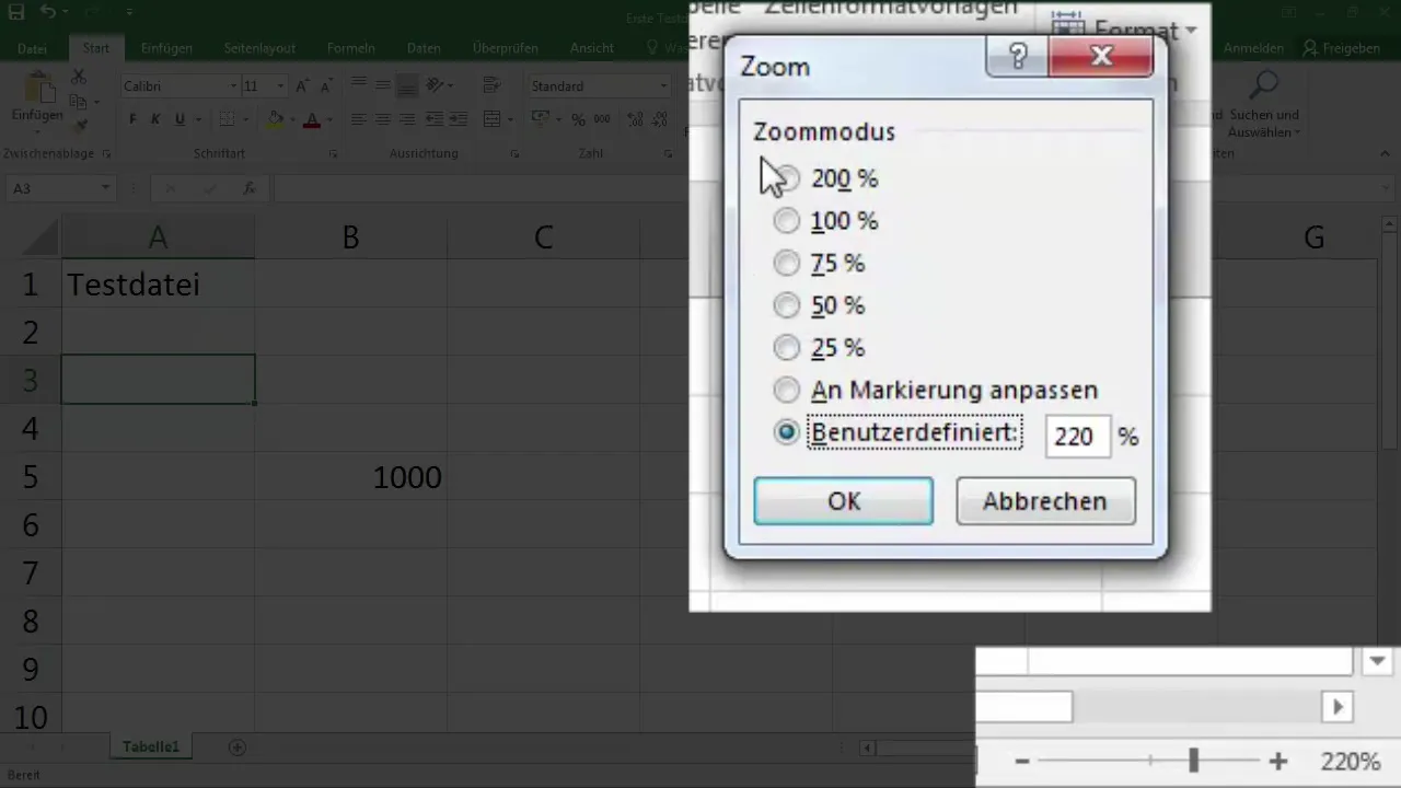 Personalizar o modo de zoom no Excel - instruções passo a passo