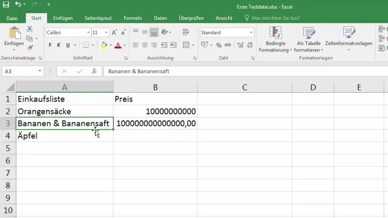 Adjust and merge cells in Excel