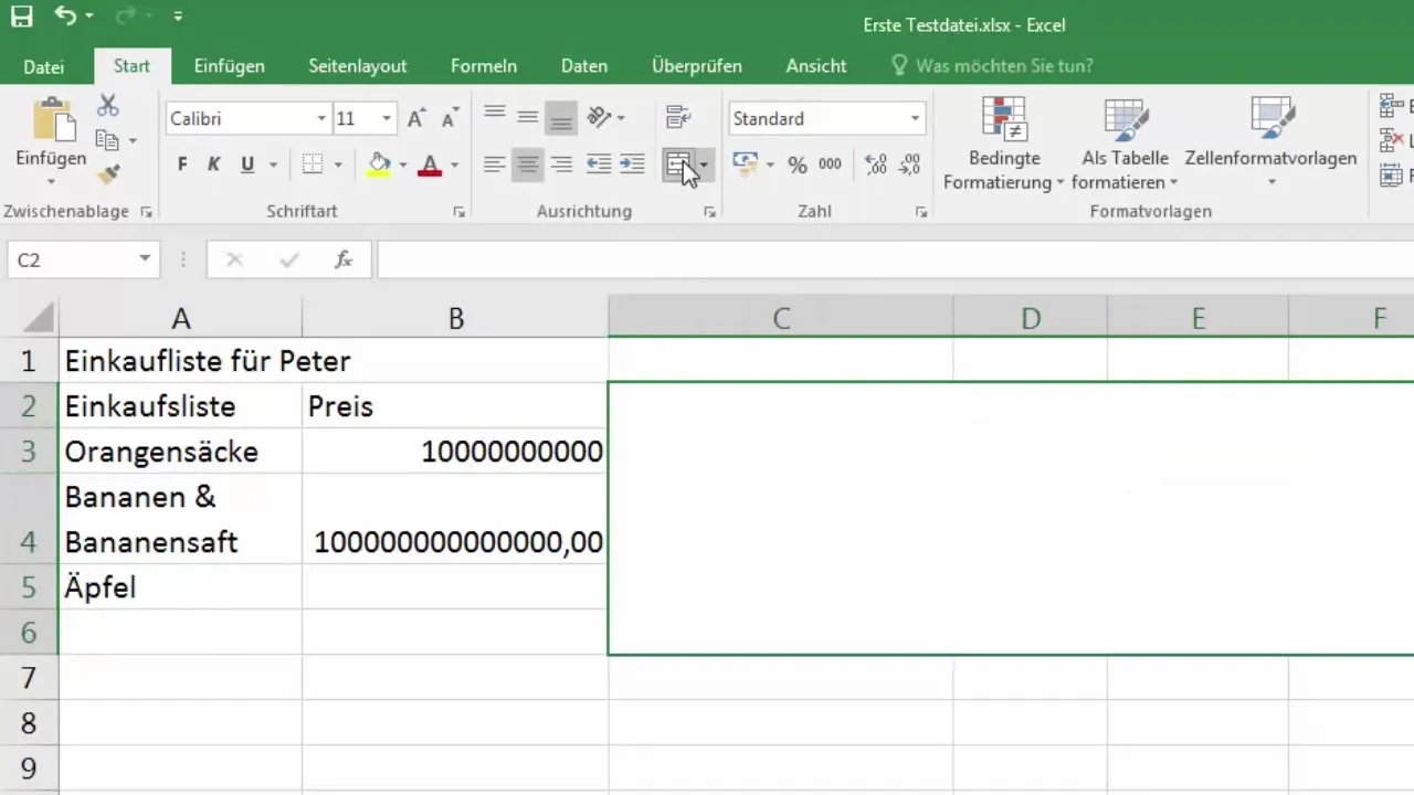 Adjust and merge cells in Excel