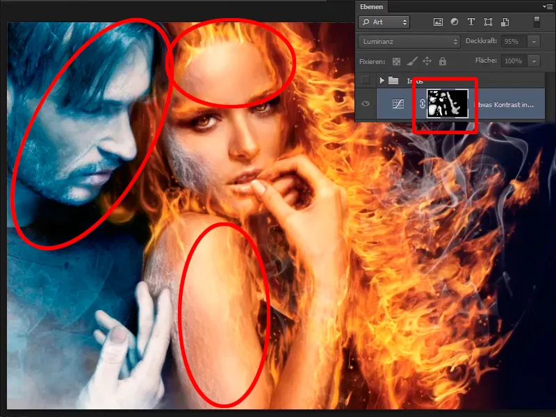 Photoshop-sammensetning - ild og is - Del 12: De endelige stegene