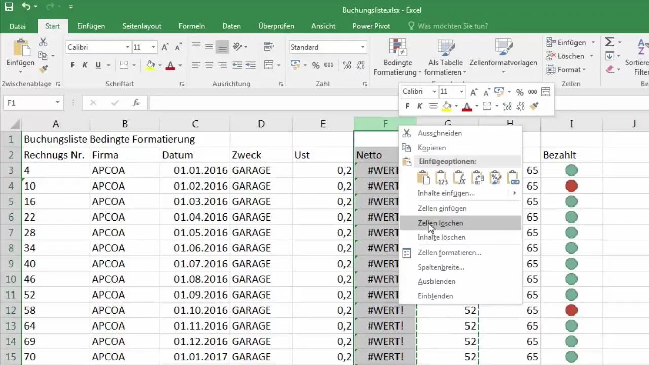 Menyisip dan menghapus baris dan kolom di Excel