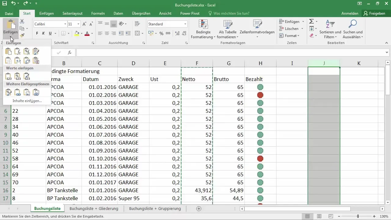 Copiar e mover linhas e colunas no Excel