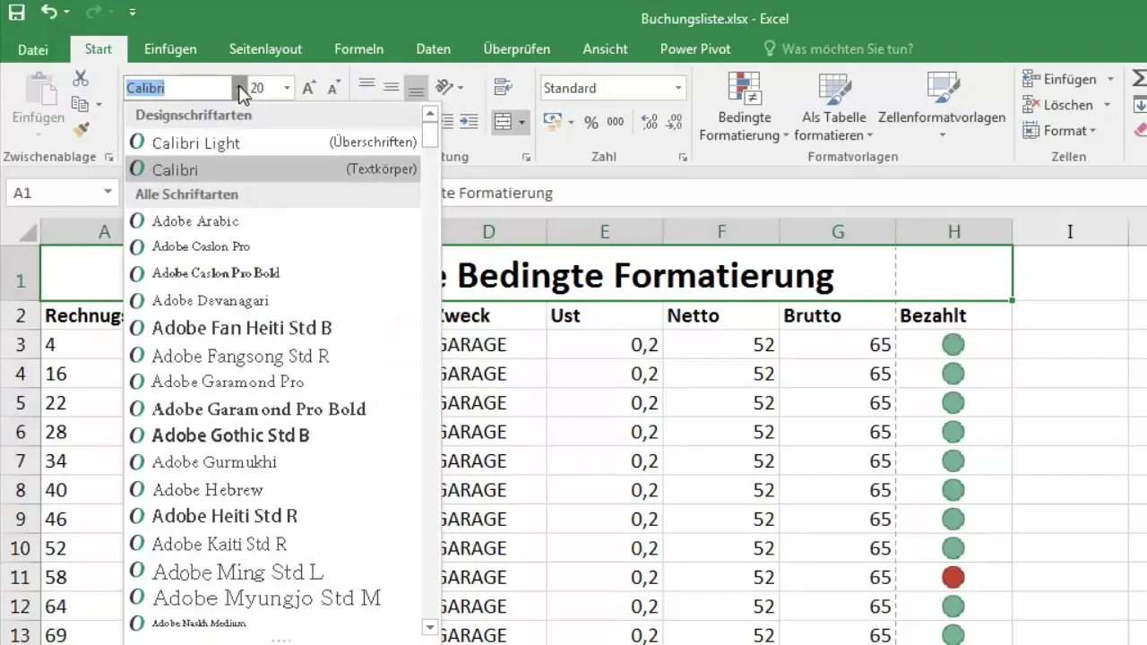 Format cells in Excel - Adjust fonts and font sizes