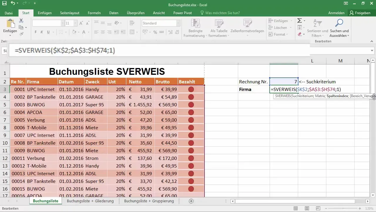 Utilizar o SVERWEIS no Excel para investigação de dados