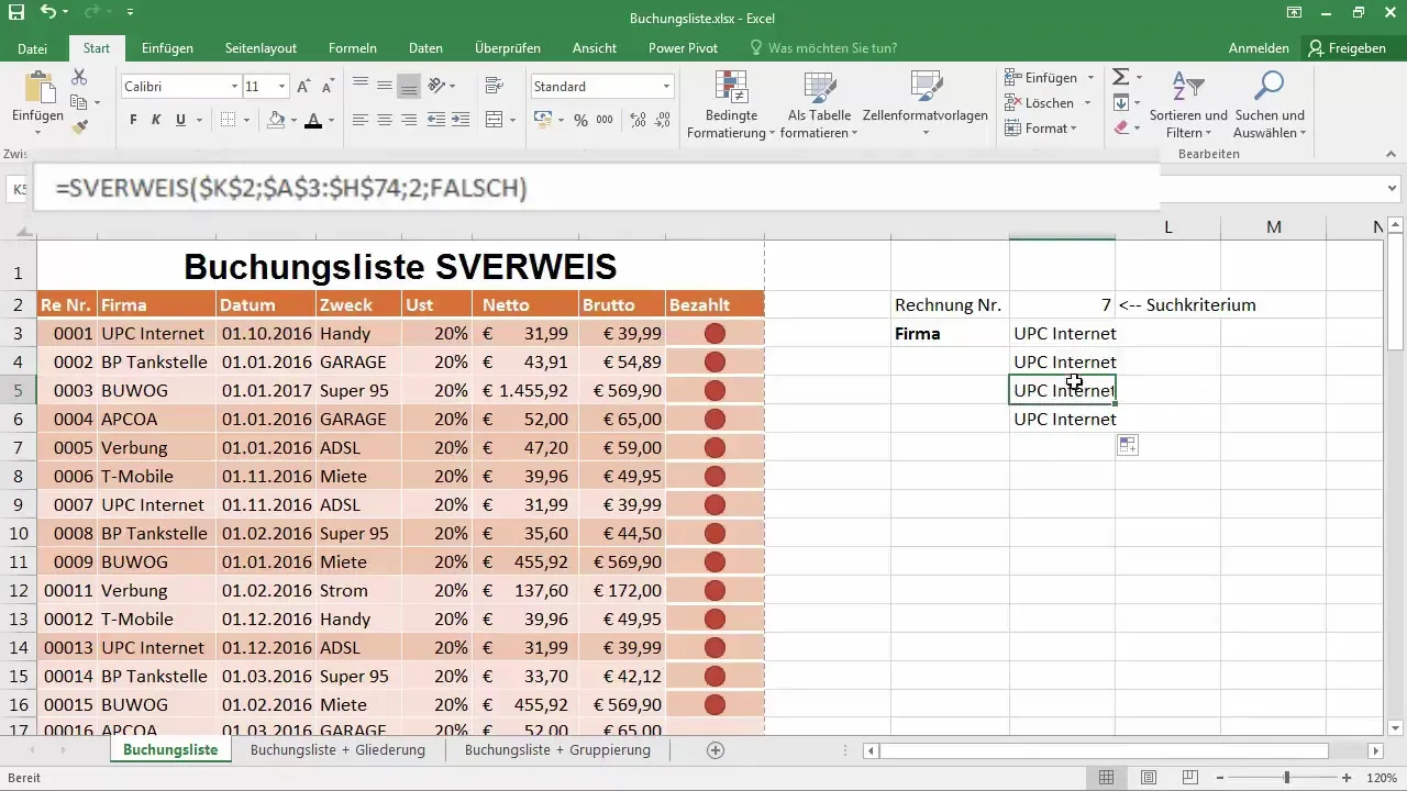 Utilisez la fonction RECHERCHEV dans Excel pour la recherche de données