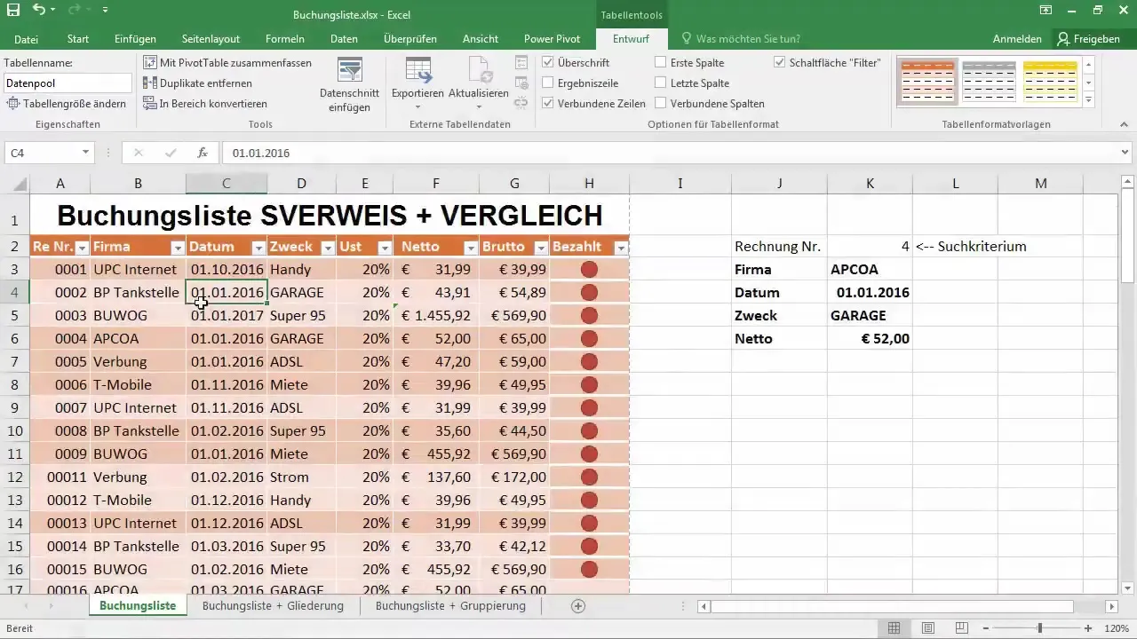 Pesquisa dinâmica SVERWEIS com COMPARE no Excel