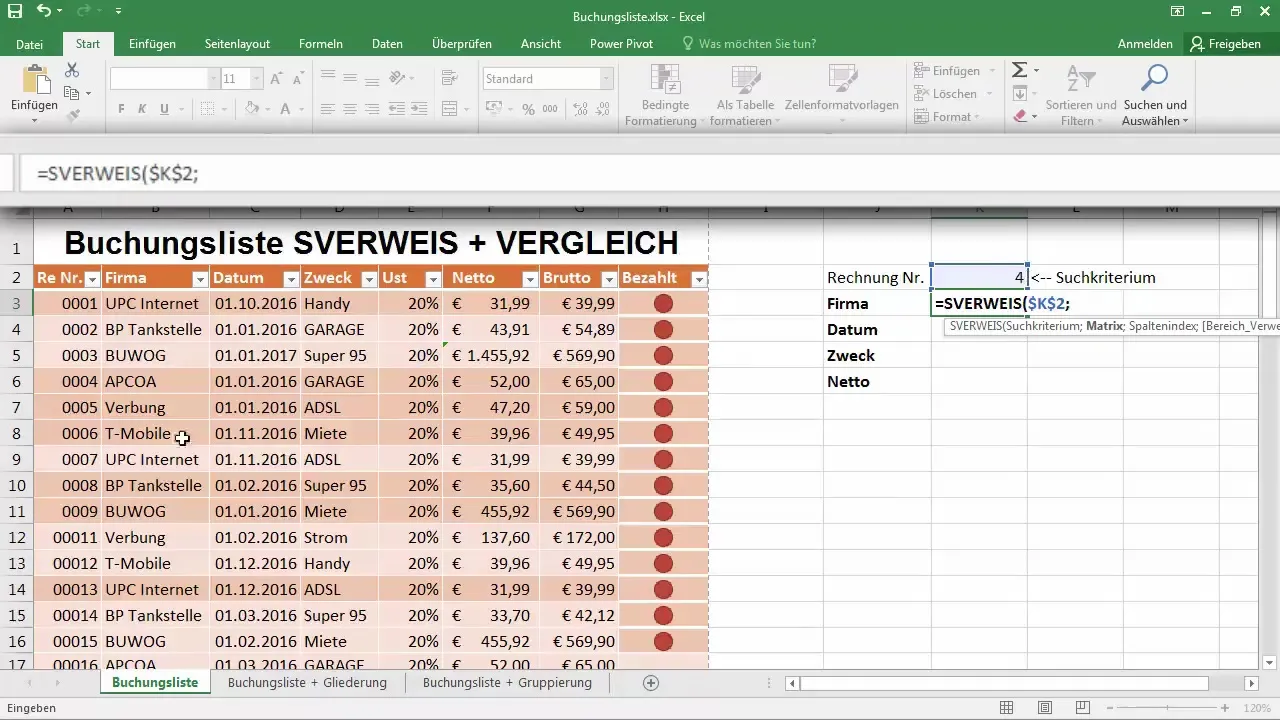 Pesquisa dinâmica SVERWEIS com COMPARE no Excel