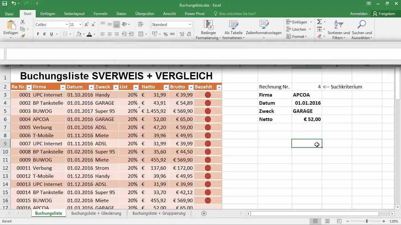 Pesquisa dinâmica SVERWEIS com COMPARE no Excel