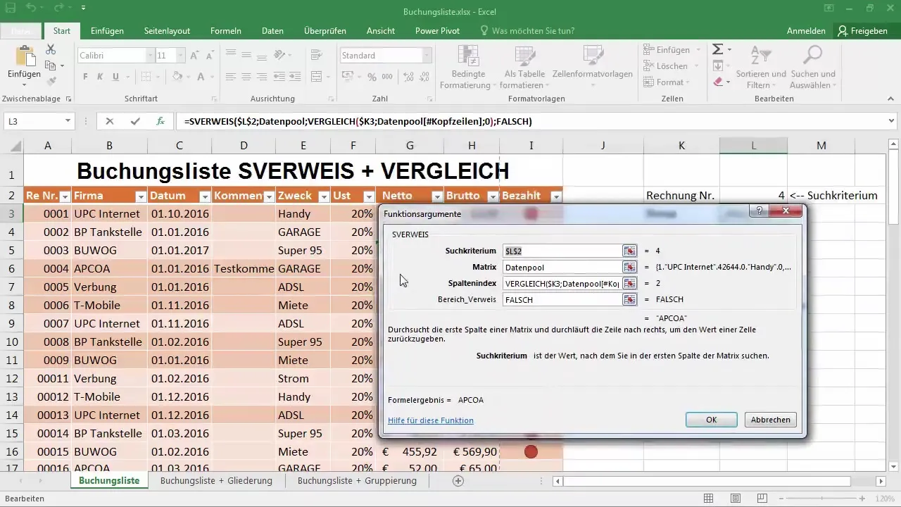 Recherche VLOOKUP dynamique avec COMPARER dans Excel