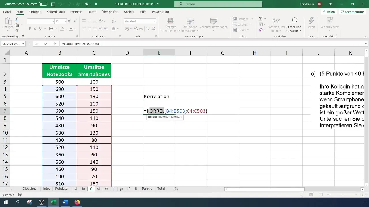 Analyse de corrélation et coefficient de Pearson dans Excel