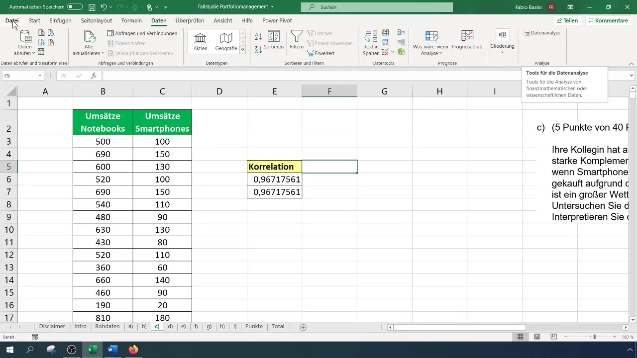 Analyse de corrélation et coefficient de Pearson dans Excel