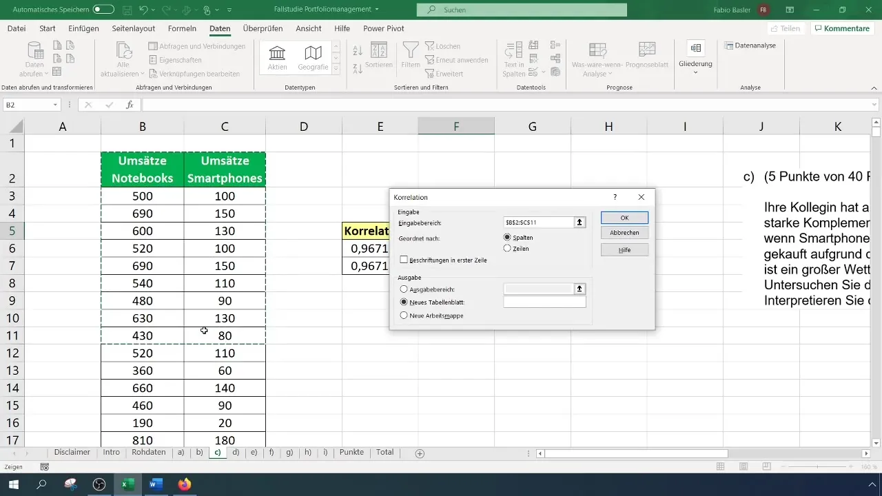 Analyse de corrélation et coefficient de Pearson dans Excel