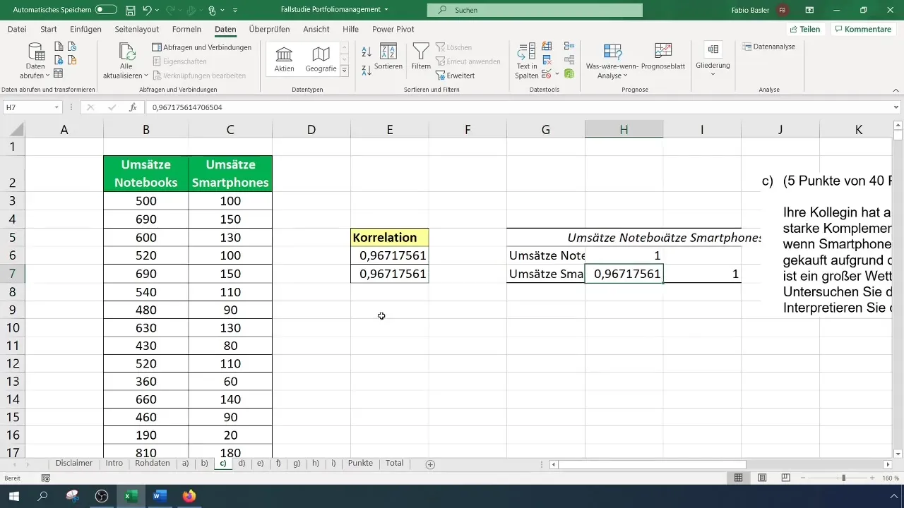 Analyse de corrélation et coefficient de Pearson dans Excel