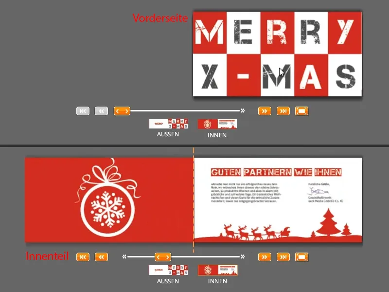 Tarjeta de felicitación navideña para clientes comerciales en InDesign