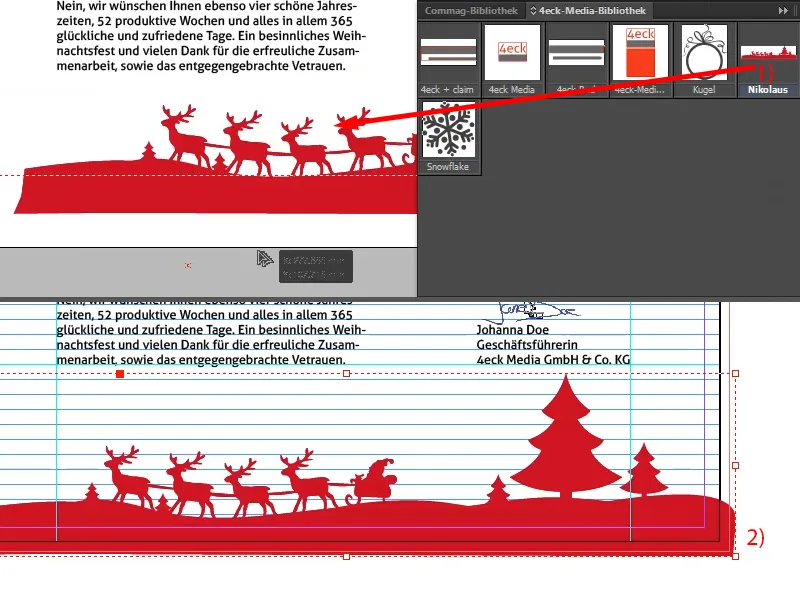 Carte de vœux de Noël aux clients professionnels sur InDesign