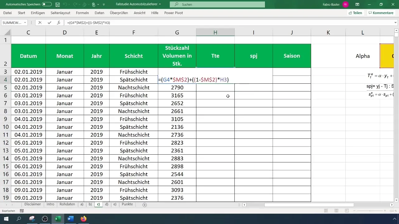 Determinação de tendência de suavização exponencial no Excel