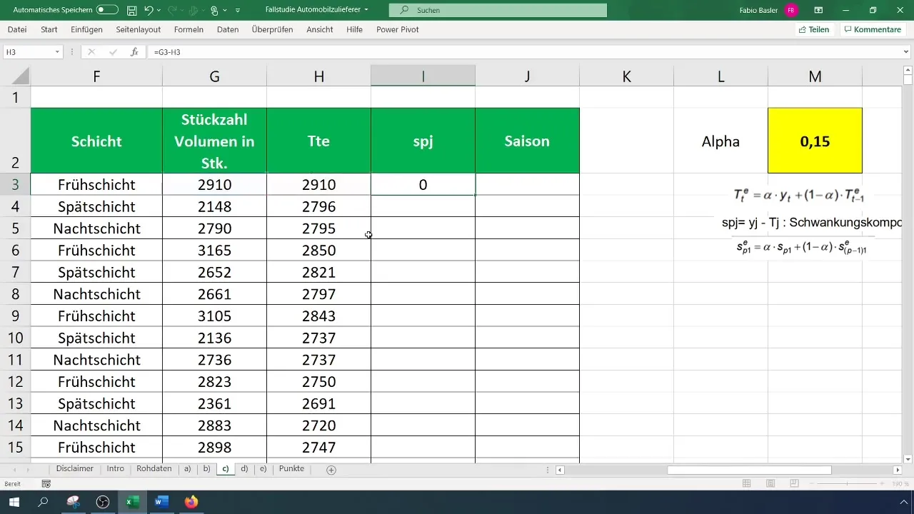 Determinação de tendência de suavização exponencial no Excel