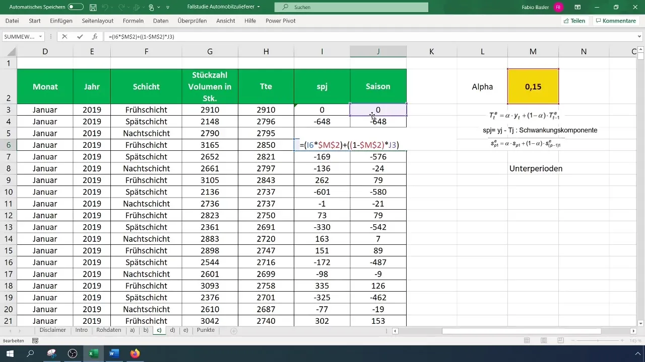 Determinação de tendência de suavização exponencial no Excel