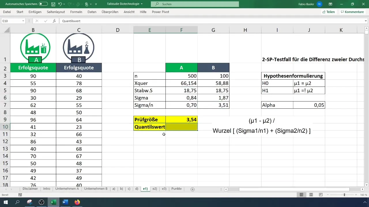 Comparaison statistique avec Excel : test t à deux échantillons