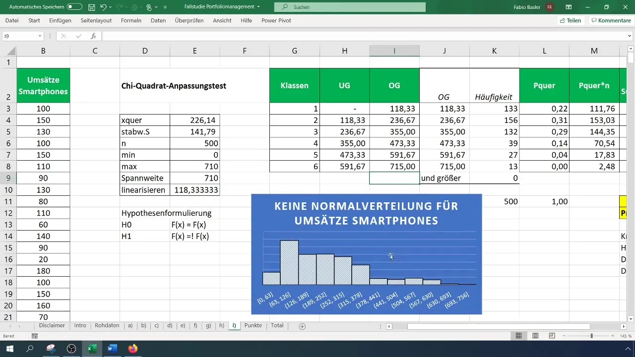 Хи-квадрат тест за приспособеност към нормално разпределение с Excel