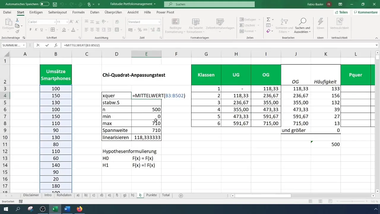 Тест за прилагане на хи-квадрат за нормално разпределение с Excel