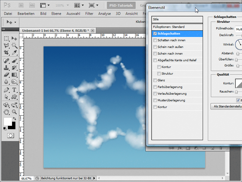 Clouds on text and shapes