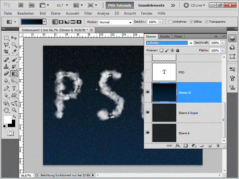 Clouds on text and shapes