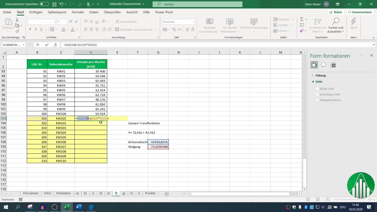 Pronóstico de valores de ventas en Excel