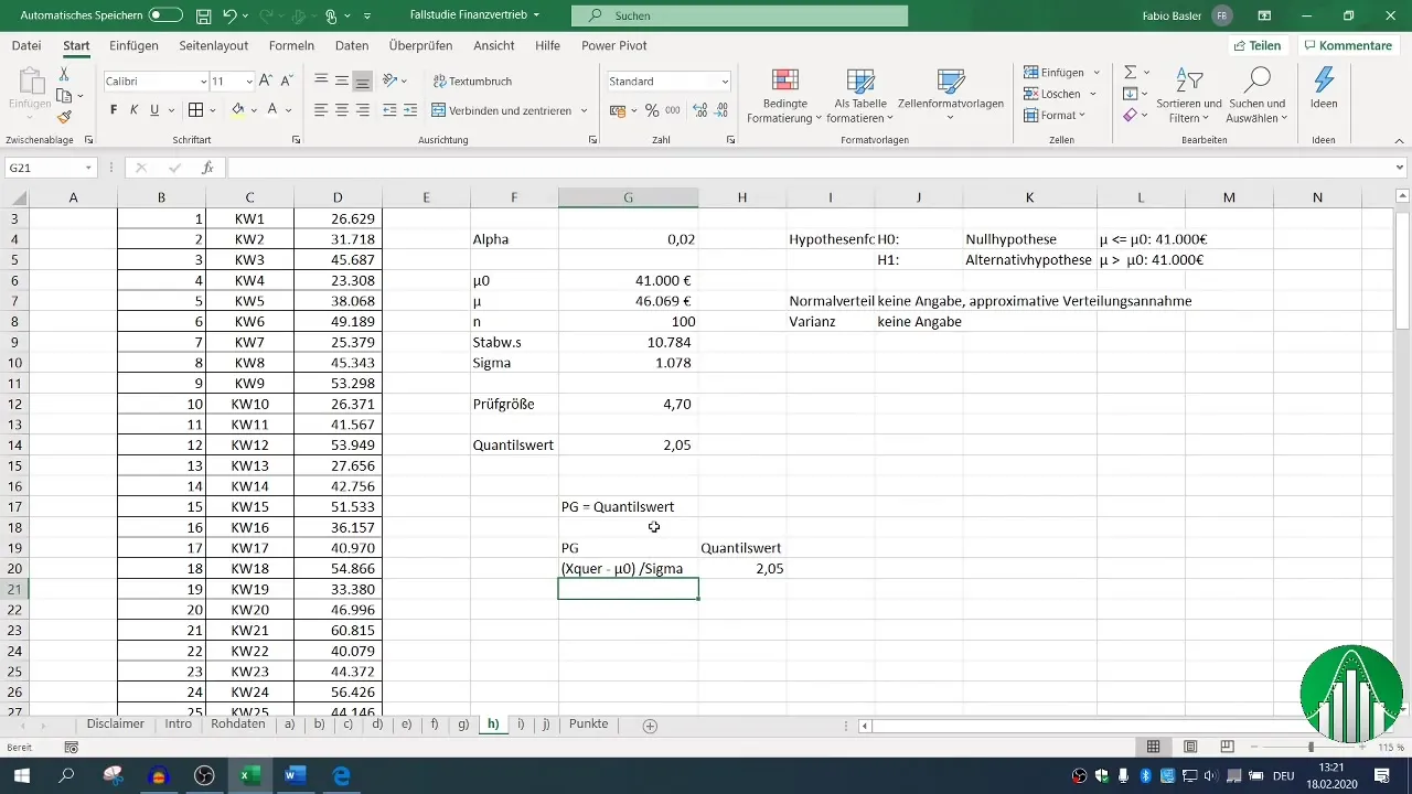 Análisis de datos con Excel - no rechazar la hipótesis nula