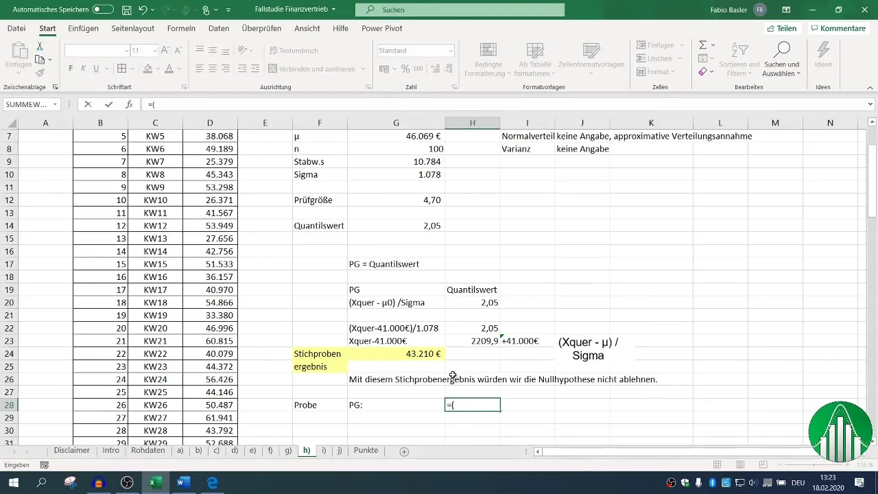 Análisis de datos con Excel - no rechazar la hipótesis nula