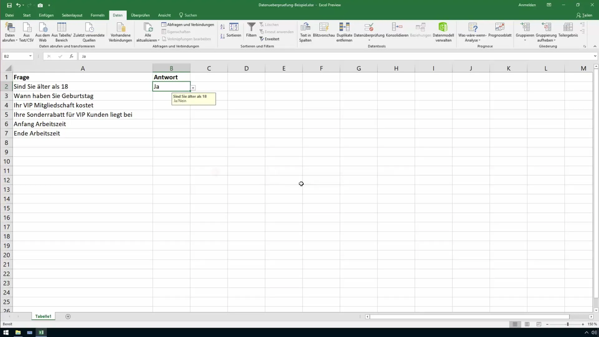 Excel data validation for cells